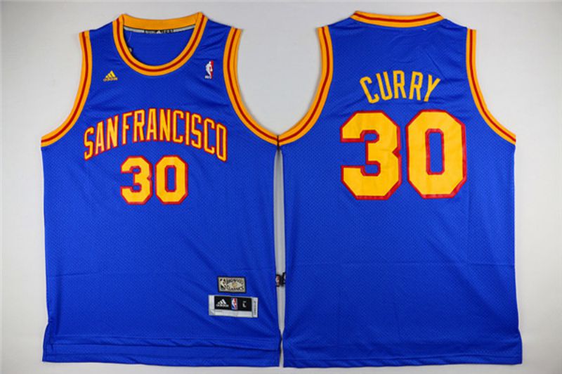 Men Golden States Warriors 30 Curry Blue Throwback NBA Jerseys